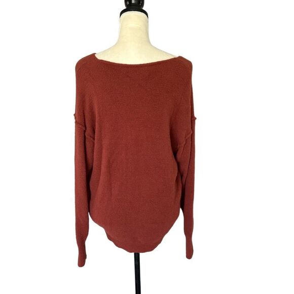 Wilfred Free Sweater Size S Rust Boat Neck Long Sleeve Fuzzy Texture Cozy Chic - Picture 2 of 5